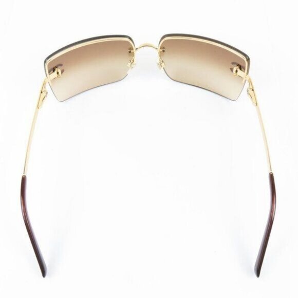 ✨ RARE Chanel Vintage Sunglasses Rhinestone CC Logo Rimless Gradient Gold Y2K - Picture 5 of 12